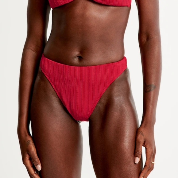 ABERCROMBIE & FITCH: Mid-Rise High-Leg Moderate Swim Bikini Bottoms - Picture 2 of 6